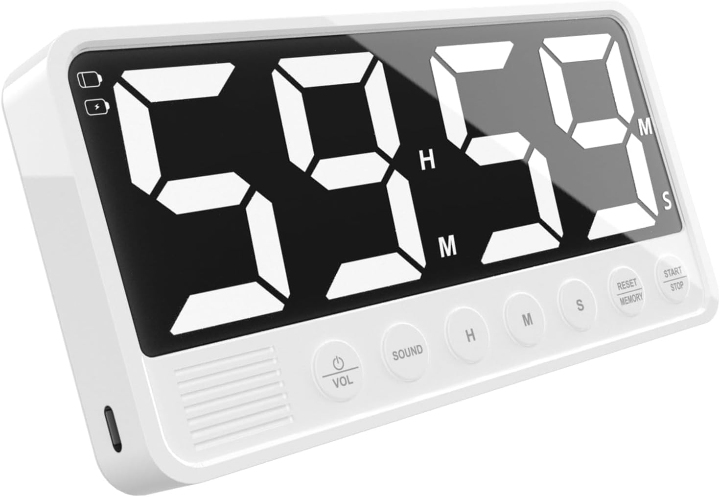 PULIVIA Extra-Large Display Digital Kitchen Timer Count Down/Up Timer for Cooking Home Gym, White