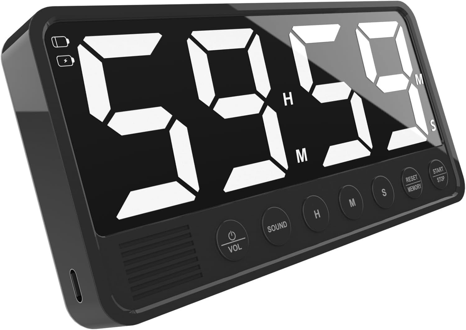 PULIVIA Extra-Large Display Digital Kitchen Timer Count Down/Up Timer for Cooking Home Gym, Black