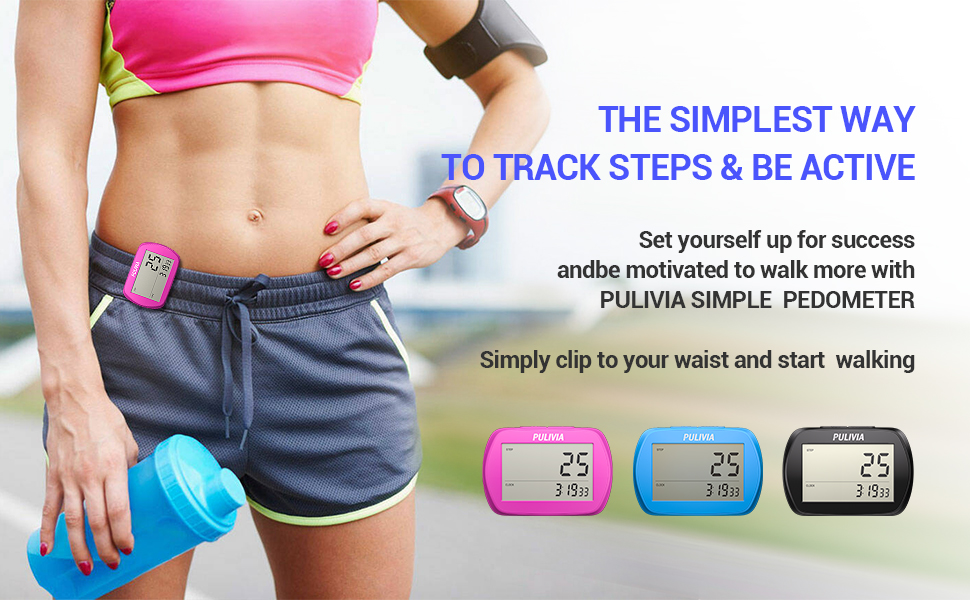 PULIVIA  YS-003 3D Pedometer for Walking Step Counter with Clock Clip-on Waist Pedomete 