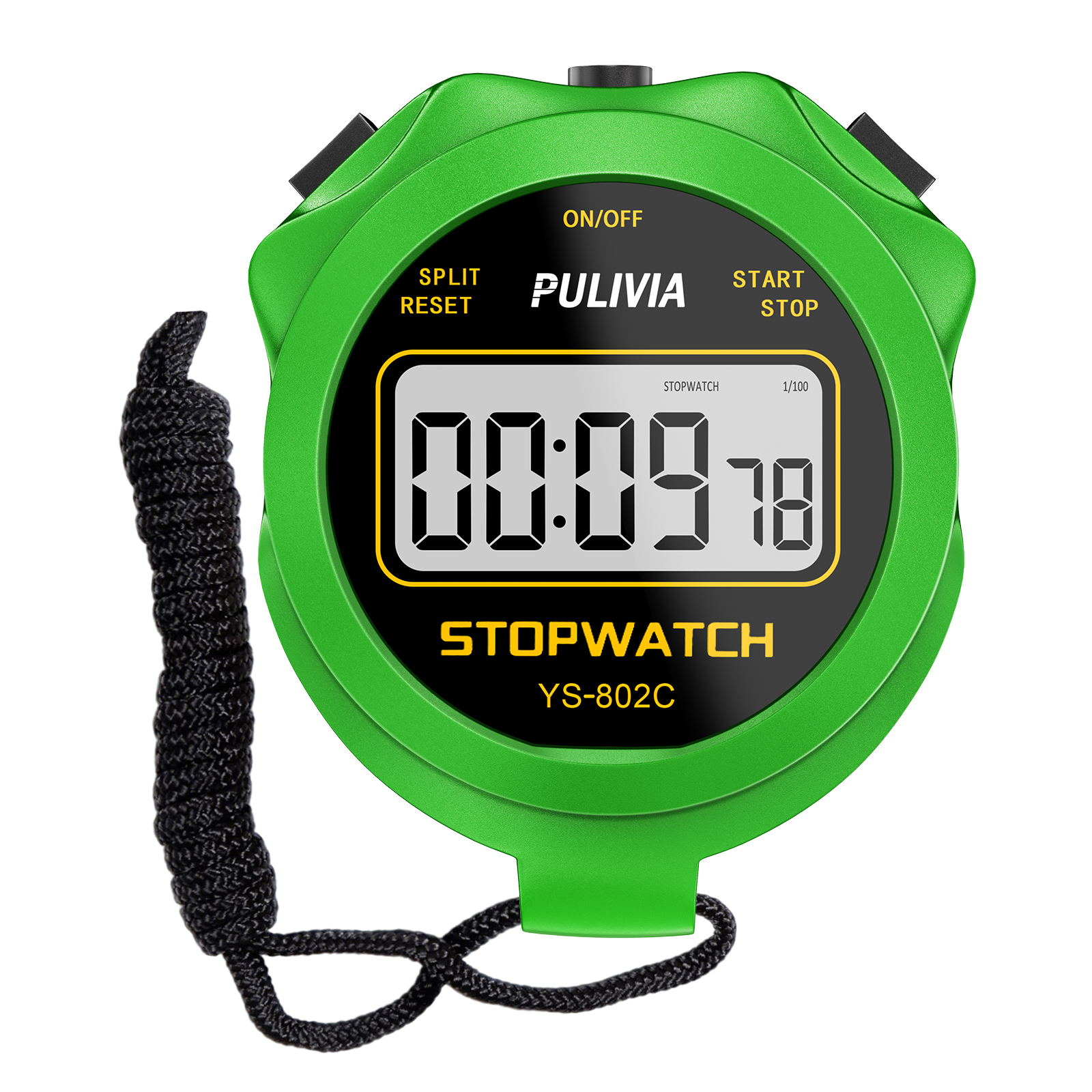 PULIVIA YS-802C Stopwatch Timer Only Stopwatch with ON/OFF, NO Bell No Whistle, Green