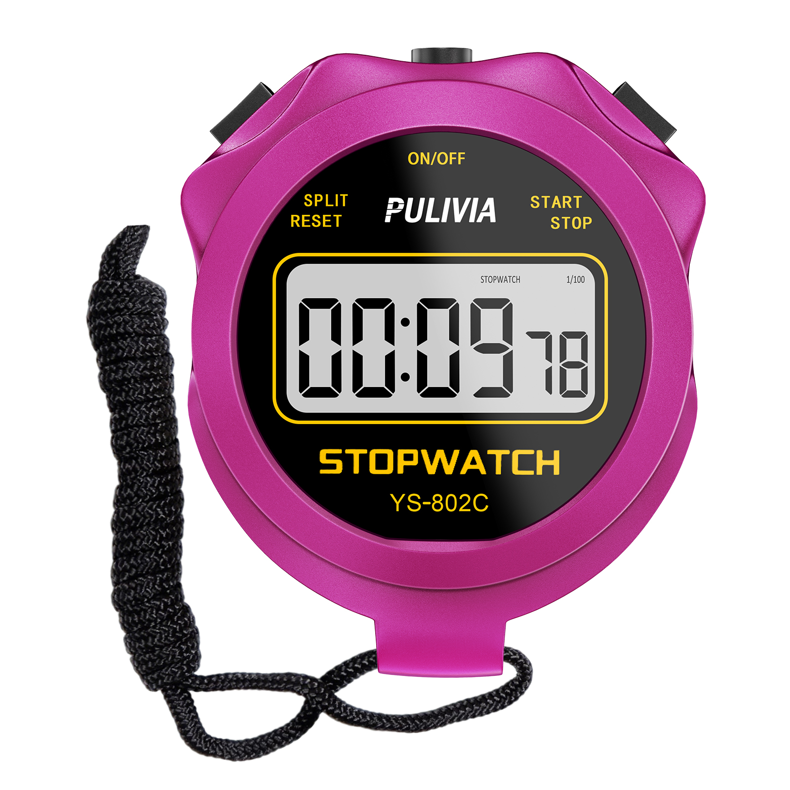 PULIVIA YS-802C Stopwatch Timer Only Stopwatch with ON/OFF,NO Bell No Whistle, Purple
