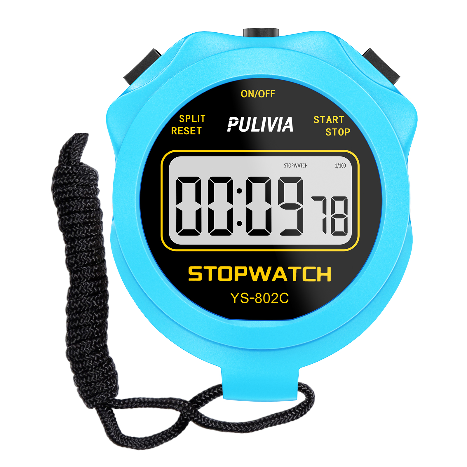 PULIVIA YS-802C Stopwatch Timer Only Stopwatch with ON/OFF, NO Bell No Whistle, Skyblue