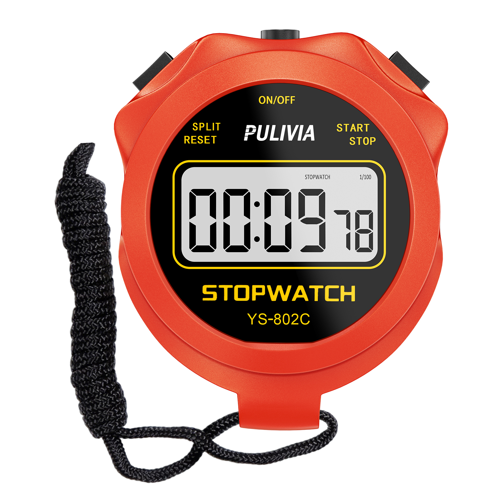 PULIVIA YS-802C Stopwatch Timer Only Stopwatch with ON/OFF, NO Bell No Whistle, Red