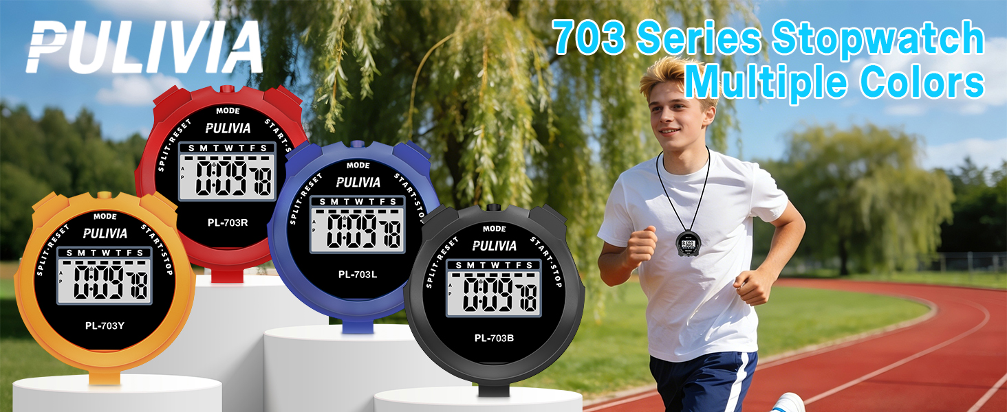 PULIVIA PL-703B-Black Stopwatch Timer Lap Split Digital Stopwatch with Clock Calendar Alarm, Black PULIVIA PL-703B-Black Stopwatch Timer Lap Split Digital Stopwatch with Clock Calendar Alarm, Black