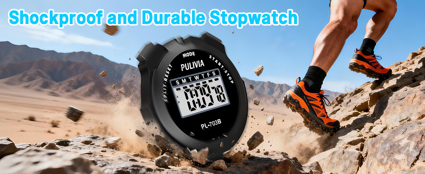 PULIVIA PL-703B-Black Stopwatch Timer Lap Split Digital Stopwatch with Clock Calendar Alarm, Black PULIVIA PL-703B-Black Stopwatch Timer Lap Split Digital Stopwatch with Clock Calendar Alarm, Black