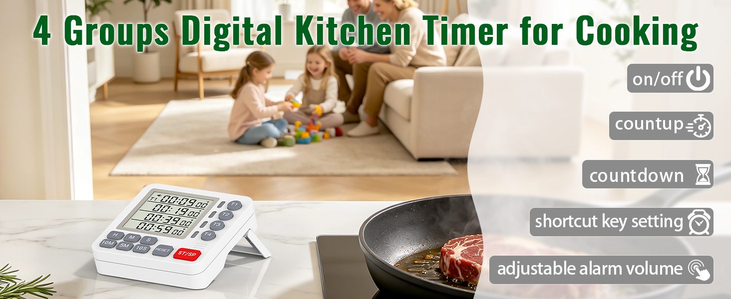 PULIVIA-166 4-Channel Digital Timer Kitchen Timer Stopwatch Countdown Forward Reverse 4-Way Simultan PULIVIA-166 4-Channel Digital Timer Kitchen Timer Stopwatch Countdown Forward Reverse 4-Way Simultan