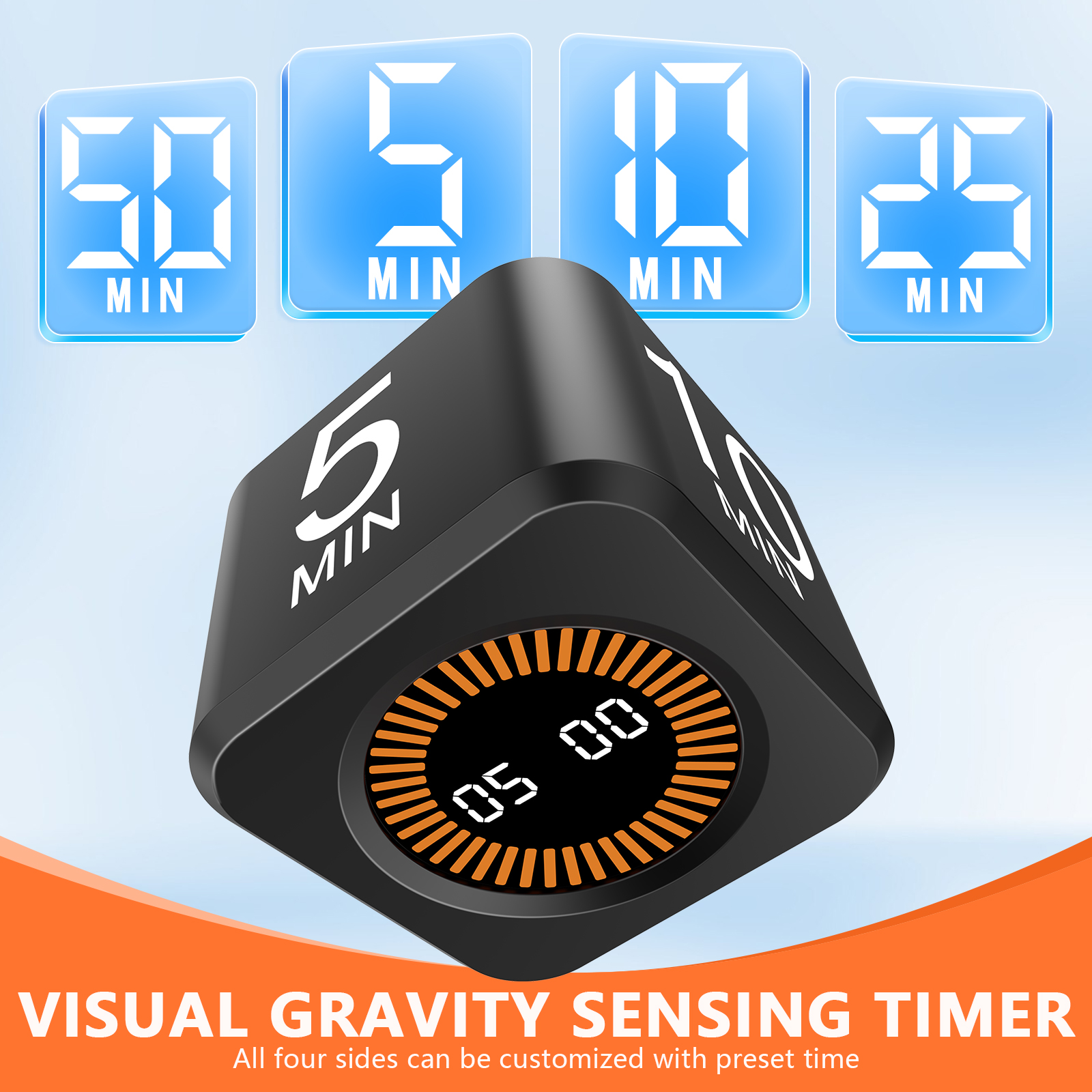 PULIVIA YS-1008 Visual Rotating Timer with 5, 10, 25 50 Minutes Preset, Desk Cube Count Down/up Tim PULIVIA YS-1008 Visual Rotating Timer with 5, 10, 25 50 Minutes Preset, Desk Cube Count Down/up Tim