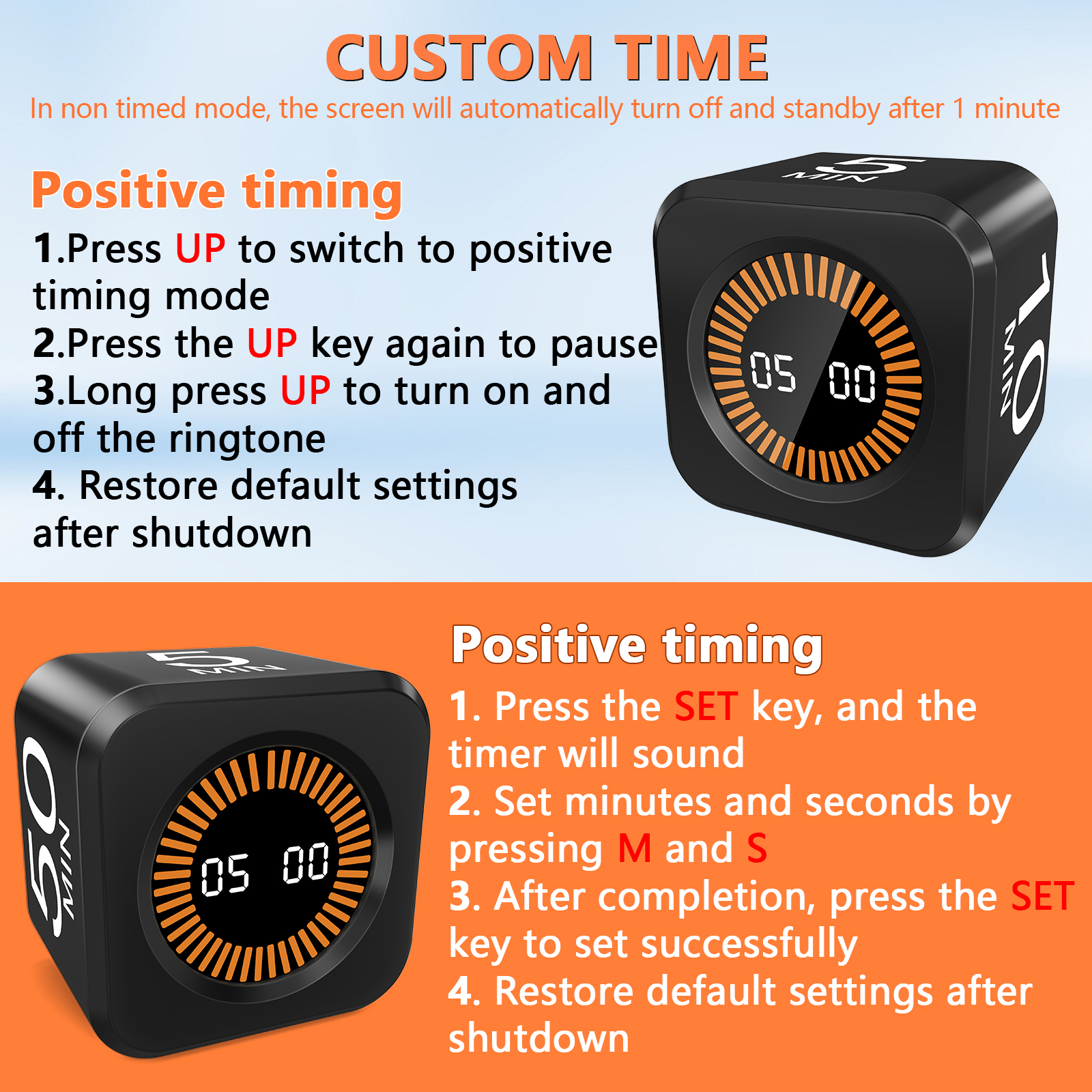 PULIVIA YS-1008 Visual Rotating Timer with 5, 10, 25 50 Minutes Preset, Desk Cube Count Down/up Tim PULIVIA YS-1008 Visual Rotating Timer with 5, 10, 25 50 Minutes Preset, Desk Cube Count Down/up Tim