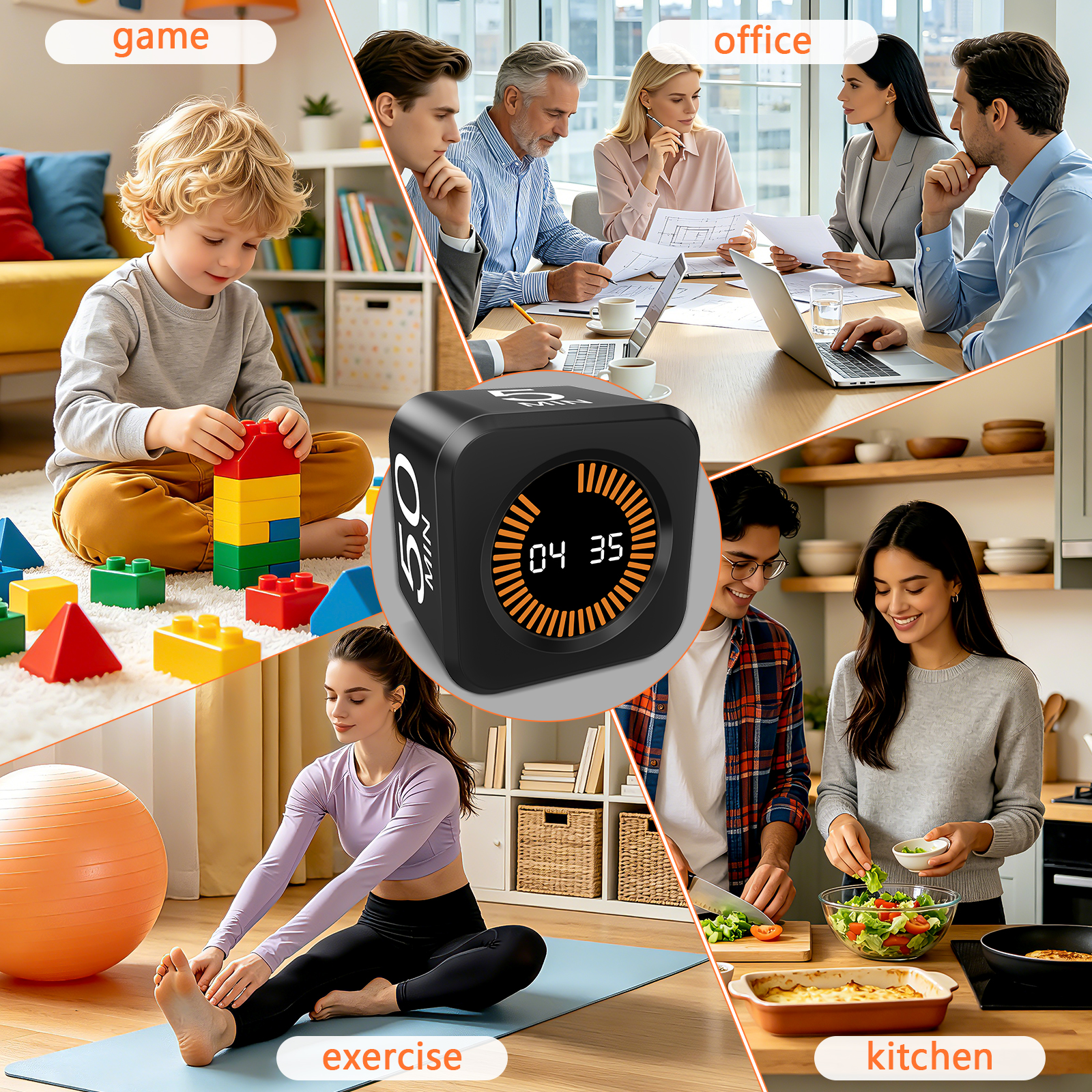 PULIVIA YS-1008 Visual Rotating Timer with 5, 10, 25 50 Minutes Preset, Desk Cube Count Down/up Tim PULIVIA YS-1008 Visual Rotating Timer with 5, 10, 25 50 Minutes Preset, Desk Cube Count Down/up Tim