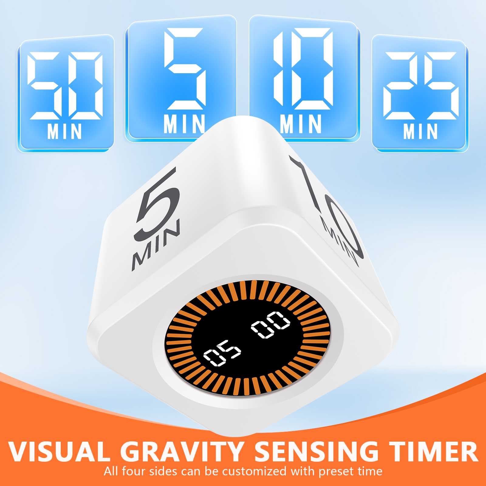 PULIVIA YS-1008 Visual Rotating Timer with 5, 10, 25 50 Minutes Preset, Desk Cube Count Down/up Ti PULIVIA YS-1008 Visual Rotating Timer with 5, 10, 25 50 Minutes Preset, Desk Cube Count Down/up Ti