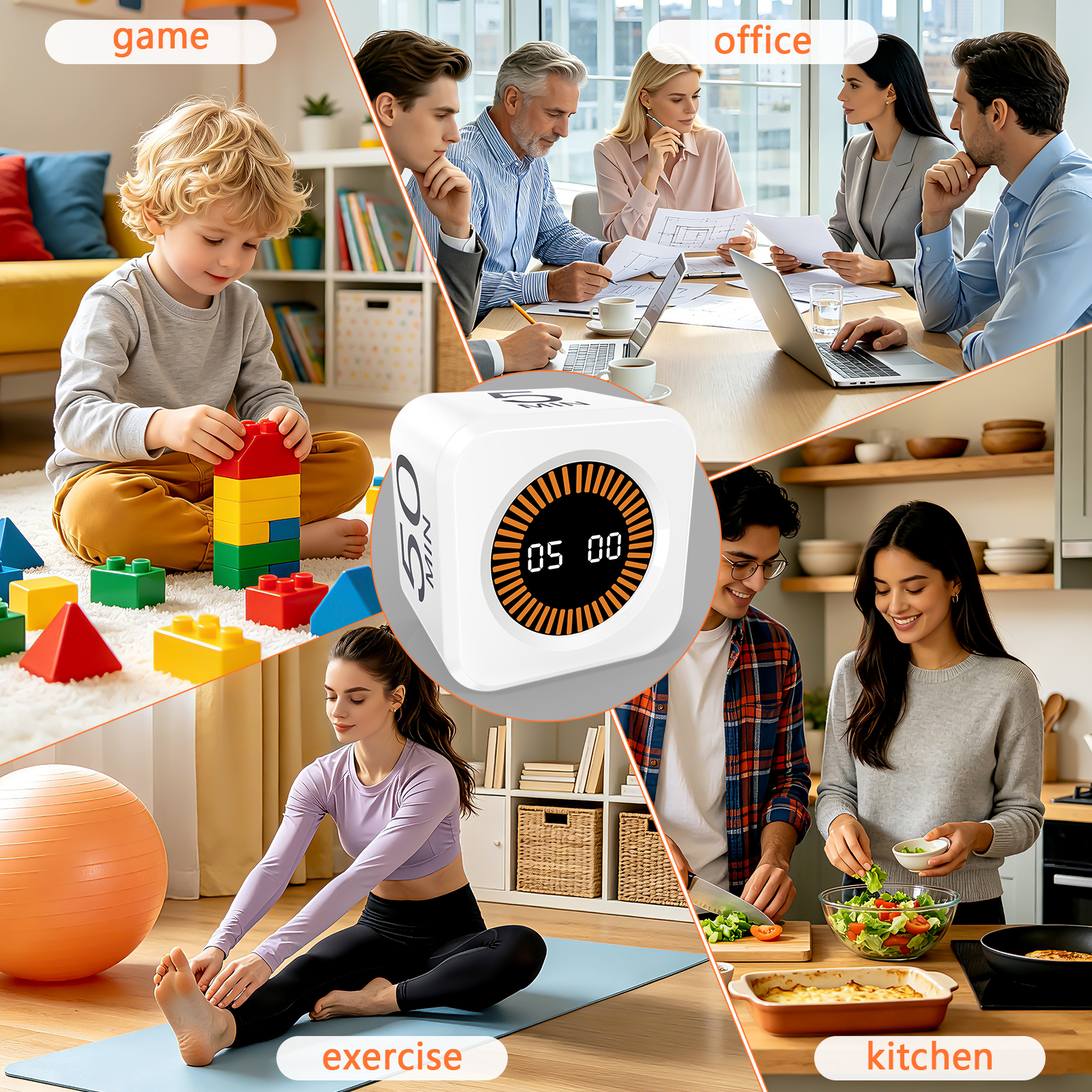 PULIVIA YS-1008 Visual Rotating Timer with 5, 10, 25 50 Minutes Preset, Desk Cube Count Down/up Ti PULIVIA YS-1008 Visual Rotating Timer with 5, 10, 25 50 Minutes Preset, Desk Cube Count Down/up Ti