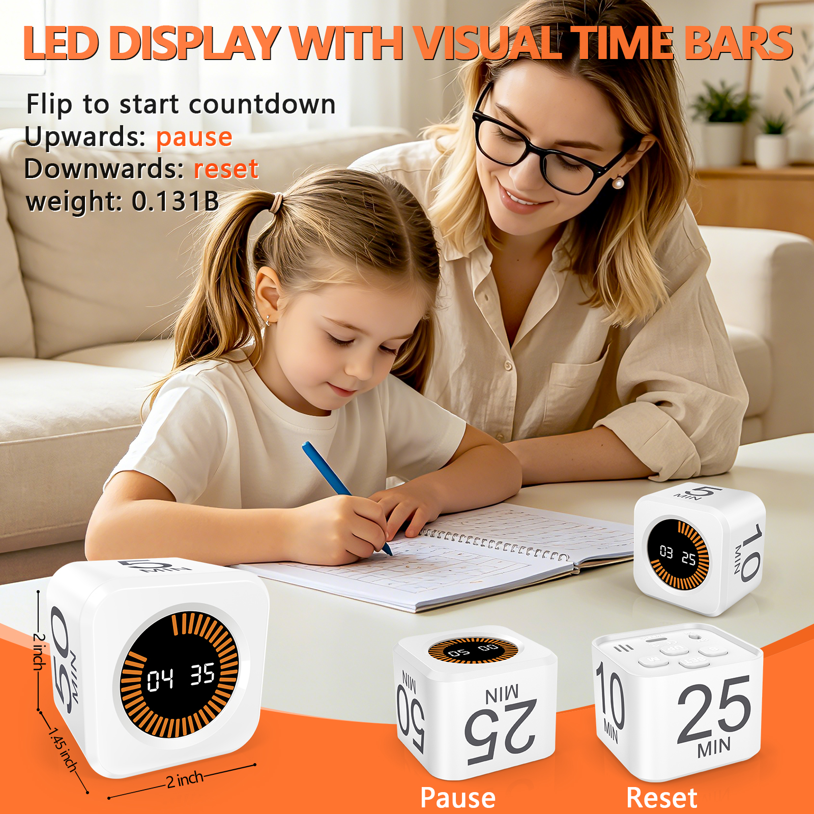 PULIVIA YS-1008 Visual Rotating Timer with 5, 10, 25 50 Minutes Preset, Desk Cube Count Down/up Ti PULIVIA YS-1008 Visual Rotating Timer with 5, 10, 25 50 Minutes Preset, Desk Cube Count Down/up Ti